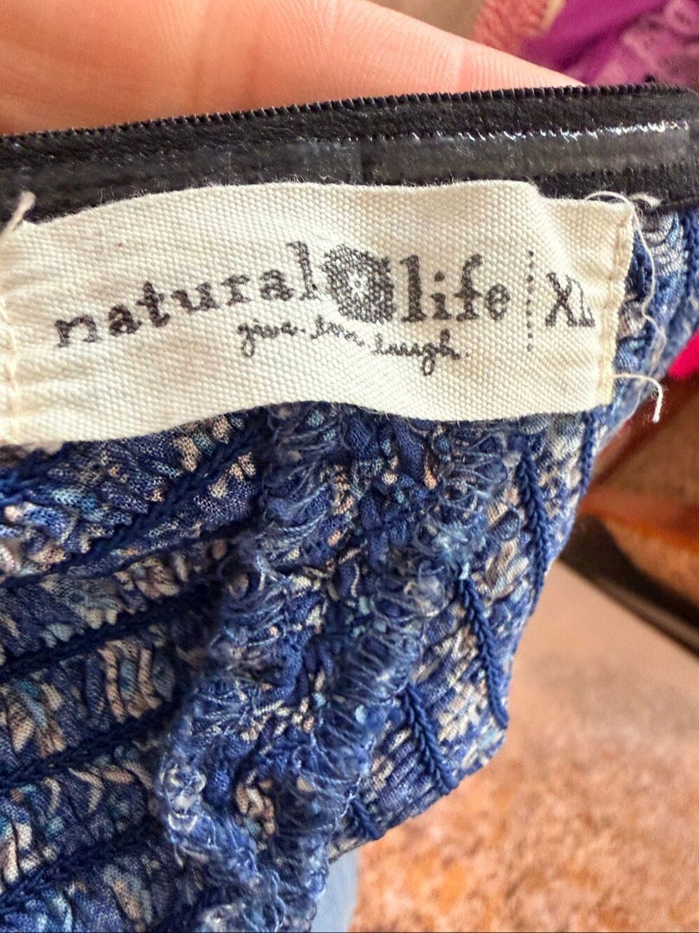 Natural Life Blue Boho Floral Paisley Wide Leg V-Neck Jumpsuit Size XL - Picture 8 of 8
